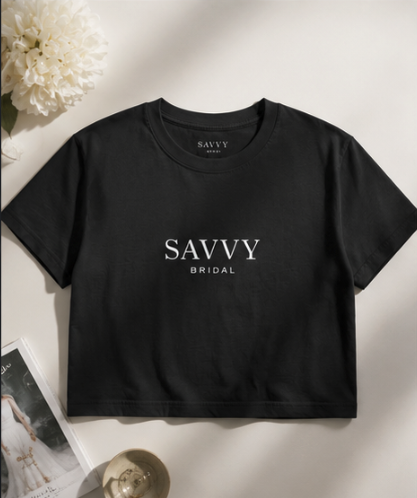 Savvy Bridal Logo Crop Tee Black - Image 4